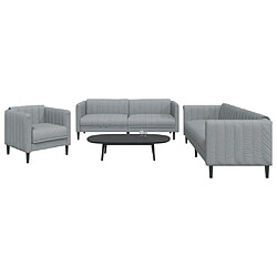 vidaXL Ensemble de canapés 3 pcs gris clair tissu