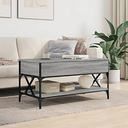 Avis ComfortXL Table Basse Sonoma Gris 100x50x50 Cm Bois D'ingénierie Et Métal