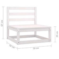 vidaXL Canapés centraux de jardin 2 pcs blanc bois de pin massif pas cher