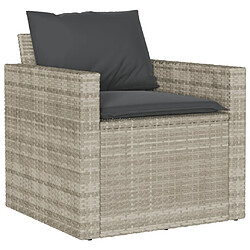 Avis vidaXL Salon de jardin 4 pcs avec coussins gris clair résine tressée