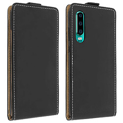 Avizar Etui Huawei P30 Housse Clapet Vertical Porte-carte Coque Silicone gel - Noir