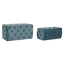 Pegane Set de 2 banquettes en velours bleu et MDF