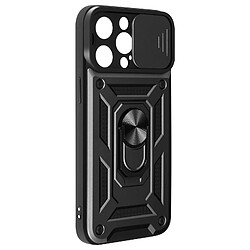 Avizar Coque Antichoc pour iPhone 15 Pro Max Cache Caméra Coulissant Bague Noir