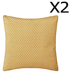 Pegane Lot de 2 Coussins ocre déhoussable - 38 x 38 cm