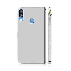 Avis Wewoo Housse Coque Etui à rabat horizontal en surface imitation miroir pour Galaxy A40 avec fentes cartes et porte-cartes ainsi que portefeuille et lanière argent