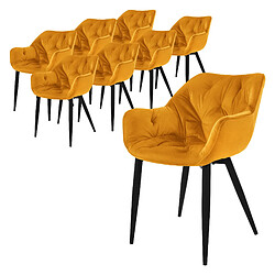 ML-Design Lot de 8 chaises de salle à manger assisejaune moutarde velours pieds métal noir