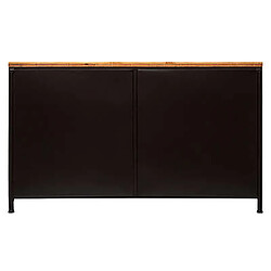 Acheter Pegane Buffet 2 portes en fer et bois coloris noir - Longueur 140 x P. 42,5 x Hauteur 85 cm