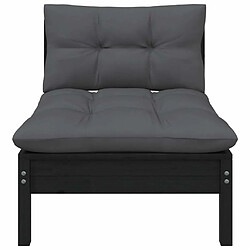 Avis Maison Chic Salon de jardin 3 pcs + coussins - Mobilier/Meubles de jardin - Table et chaises d'extérieur Noir Bois de pin massif -MN95897