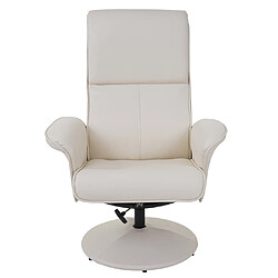 Mendler Fauteuil relax Helsinki, fauteuil de télévision avec tabouret ~ similicuir, crème pas cher