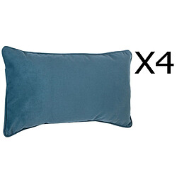 Lot de 4 coussins rectangulaires 100% polyester coloris bleu - Dim : L.50 x l.30 cm -PEGANE