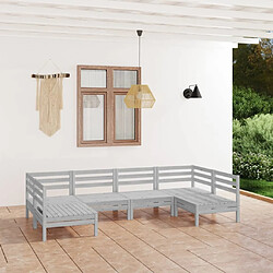 Maison Chic Salon de jardin 6 pcs - Table et chaises d'extérieur - Mobilier/Meubles de jardin Moderne Blanc Bois de pin massif -MN17610