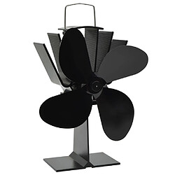 vidaXL Ventilateur de poêle alimenté par chaleur 4 pales Noir