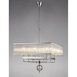 Luminaire Center Suspension Vanessa carré 8 Ampoules chrome poli/cristal