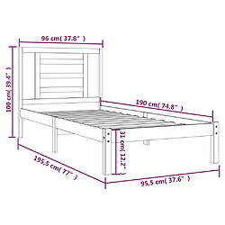 vidaXL Cadre de lit sans matelas 90x190 cm bois de pin massif pas cher