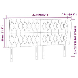 Acheter vidaXL Tête de lit avec oreilles Gris foncé 203x23x118/128 cm Velours