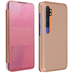 Avizar Housse Xiaomi Mi Note 10 Lite Clapet translucide Design Miroir Support rose