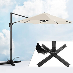 Avis Helloshop26 Parasol décentré de jardin ombrelle de terrasse rotatif à 360° diamètre 3 m protection salaire upf 50+ inclinaison réglable avec manivelle d’ouverture socle beige 12_0001781