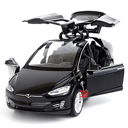 Universal Un modèle de voiture en alliage à six portes, un modèle Tesla X avec des lumières simulées et des jouets musicaux pour les enfants.(Le noir)