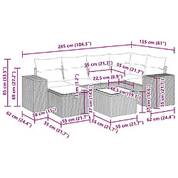 vidaXL Salon de jardin avec coussins 7 pcs beige résine tressée pas cher