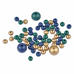 Paris Prix Lot de 63 Perles Rondes Bois 1-2cm Bleu Paon