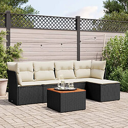 Maison Chic Salon de jardin 6 pcs avec coussins | Ensemble de Table et chaises | Mobilier d'Extérieur noir résine tressée -GKD45407