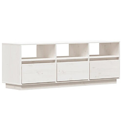 vidaXL Meuble TV Blanc 140x37x50 cm Bois de pin massif