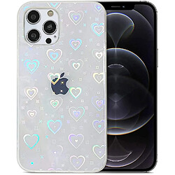 Universal Compatible avec l'étui iPhone 13, Love Clear Holographic Heart Phone Case for Women Kids, Laser Aesthetic Glitter Cover iPhone mignon