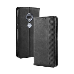 Wewoo Housse Coque Étui en cuir à boucle magnétique avec texture rétro et pour Motorola Moto G7, porte-cartes (noir)