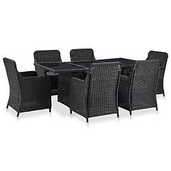 vidaXL Ensemble à manger d'extérieur 7 pcs Résine tressée Noir