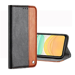 Wewoo Coque Etui à rabat pour ordinateur de bureau couleur solide avec coutures de iPhone 11 Business porte-cartes et emplacements cartes brun