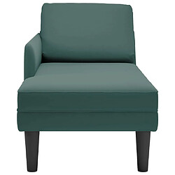 Avis vidaXL Fauteuil long et coussin et accoudoir droit vert foncé velours