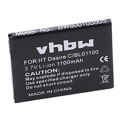 Vhbw Batterie LI-ION 1100mAh pour HTC A320, A320E, Golf, Desire 200, 200 102e, C. Remplace 35H00194-00M, 99H10905-00, BA S850, BL01100