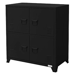 ML DESIGN MODERN LIVING Armoire De Classement Bureau Noir 75x40x80,5cm En Acier 2 Compartiments 4 Portes