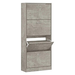 Maison Chic Armoire à Chaussures Gris béton,Meuble de Rangement à Chaussures 63x24x147 cm Bois d'ingénierie -MN93381