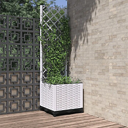 vidaXL Jardinière avec treillis Blanc 40x40x136 cm PP