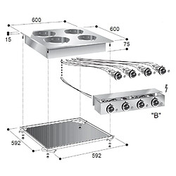 Réchaud Electrique Drop-In - 4 Plaques - Combisteel