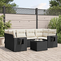 Maison Chic Ensemble Tables et chaises d'extérieur 7pcs avec coussins,Salon de jardin noir résine tressée -GKD260952