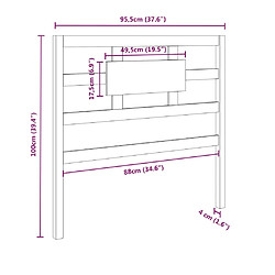 vidaXL Tête de lit Marron miel 95,5x4x100 cm Bois massif de pin pas cher