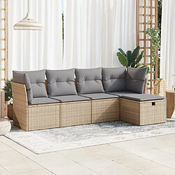 vidaXL Salon de jardin avec coussins 5 pcs beige résine tressée