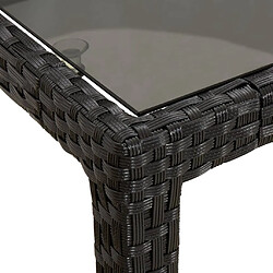 Maison Chic Table de jardin | Table d'extérieur Noir 250x100x75 cm Verre trempé et poly rotin -GKD49105 pas cher