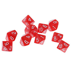 Acheter 10 pièces en plastique 10 faces d10 d10 pour la barre de jeu accessoire rouge