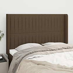 Maison Chic Tête de lit scandinave avec oreilles,meuble de chambre Marron foncé 147x16x118/128 cm Tissu -MN68055