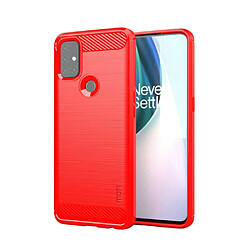 Mofi Coque en TPU fibre de carbone brossée rouge pour votre OnePlus Nord N10 5G