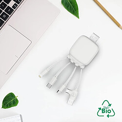 SANAG Câble Multi Connecteurs Usb - Hub Usb 4 En 1 Usb, Usb-C, Lightning,Micro Usb- Chargeur Universel Et Batterie Externe 3000 Mah En Plastique Recyclé - Octopus Gamma - Blanc pas cher