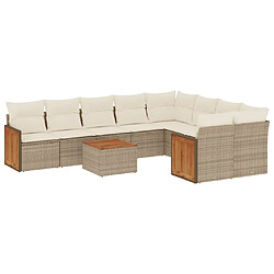 Maison Chic Salon de jardin avec coussins 10 pcs | Ensemble de Table et chaises | Mobilier d'Extérieur beige résine tressée -GKD24732