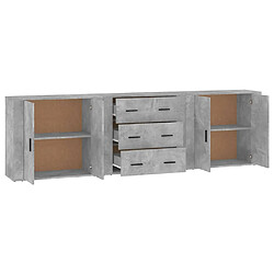 Acheter vidaXL Buffets 3 pcs gris béton bois d'ingénierie