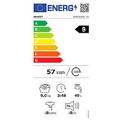 Lave-linge hublot 9kg 1400 tours/min blanc - WFB193QW - BRANDT
