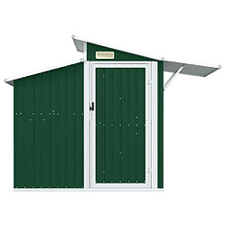 Helloshop26 Abri de jardin cabane cabanon maison de stockage remise extérieur hangar outils robuste 270 x 130 x 208,5 cm acier Galvanisé vert 02_0022375