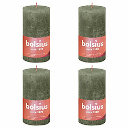 Bolsius Bougies pilier rustiques Shine 4 pcs 130x68 mm Vert olive