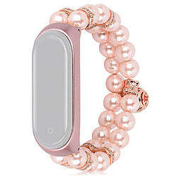 Bracelet en métal motif de fausses perles avec décor de boules, rose pour votre Xiaomi Mi Band 5/6